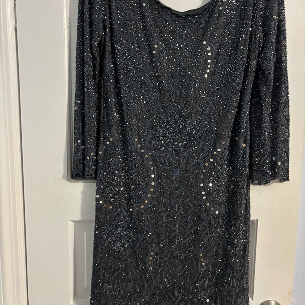 Pisarro Nights Gray Sequin Embellished Cocktail Dress